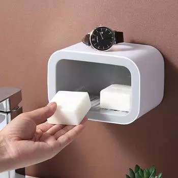 Настенная мыльница с дренажем, туалетная, на присоске, без перфорации, коробка, принадлежности для студенческого общежития, скандинавский 1 1 Layer