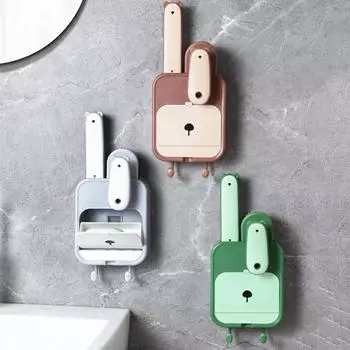 Настенная мыльница с крючками, простая установка, держатель для мыла с несколькими серый