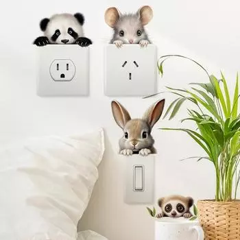 Настенная наклейка на переключатель, милый мультяшный дизайн с изображением домашних животных, самоклеящиеся водонепроницаемые съемные наклейки на переключатель 1pc