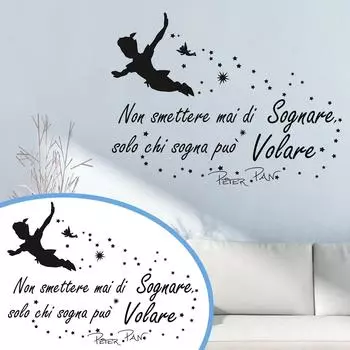 Настенная наклейка «Никогда не переставай мечтать» Тот, кто мечтает, может летать, фраза, приговор, наклейка, настенный декор, съемный винил 60X90 см 80 чёрный
