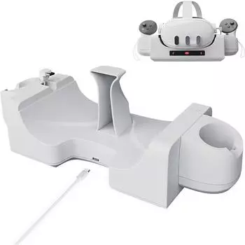 Настенная/настольная зарядная док-станция для гарнитуры Meta Quest 3 VR и зарядная подставка-станция для Quest3 VR Аксессуары для зарядного устройства 31.5*11.5*8cm белый