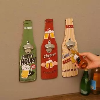Настенная открывалка для пивных бутылок, креативный ящик для хранения, ретро-кухонный бар, ресторанные инструменты, простая установка, дерево, устойчивое к коррозии C