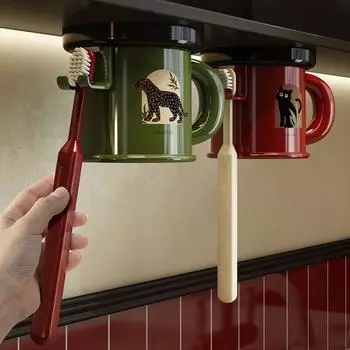 Настенная перевернутая подставка для зубных щеток, пылезащитная подставка для чистки зубов для дома красный