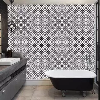 Настенная плитка ПВХ Decohandy 30х30см, 4 шт. в упаковке - черно-белый узор, 0,36м2