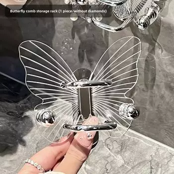 Настенная подставка для расчесок для ванной комнаты, без перфорации, крючок для хранения резинок для волос, резинок, повязок для волос, колец для волос without Diamond