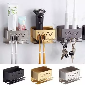 Настенная подставка для зубной пасты, стойка для хранения, многосекционный держатель для зубной пасты, ванная комната золотой