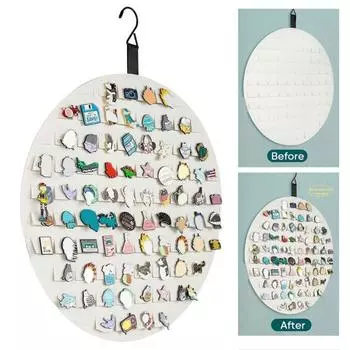 Настенная подвесная брошь-органайзер с крючком, прочный фетр, большая вместимость, круглый лацкан, эмалированная булавка, коллекция, держатель для дисплея, чехол для хранения чёрный