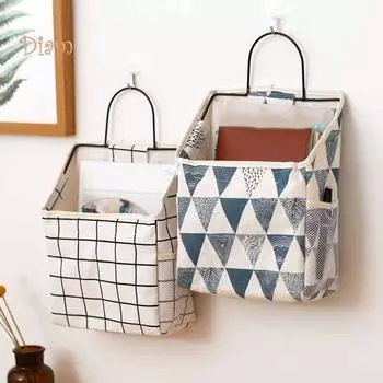 Настенная подвесная сумка для хранения книг, журналов, держатель для телефона, сумка-органайзер с крючком, модный домашний декор Live City White Plaid