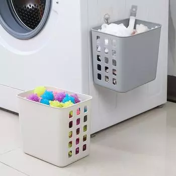 Настенная полая пластиковая корзина для грязного белья, домашняя ванная комната, всякая всячина, одежда, игрушки, подвесные корзины для хранения, органайзер, контейнер жёлтый