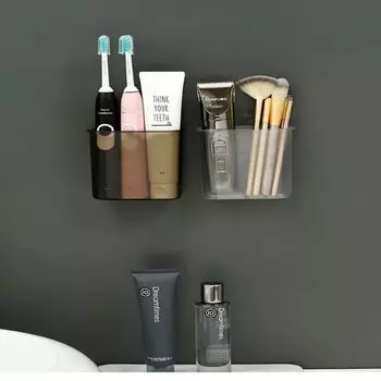 Настенная полка для хранения аксессуаров для ванной комнаты, держатель зубной пасты, ящик для хранения, держатель зубных щеток прозрачный