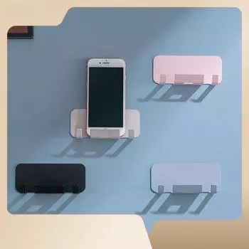 Настенная полка для хранения без клея, настенный кронштейн для зарядки, бытовая прикроватная тумбочка для спальни и кухни синий