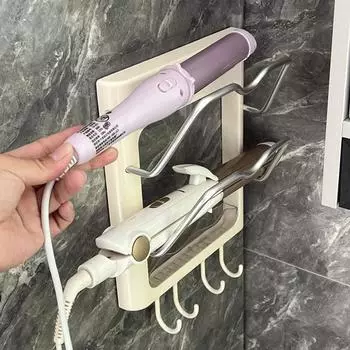 Настенная полка для хранения фена, держатель для щипцов для завивки волос, органайзер для ванной комнаты, полка для хранения, аксессуары для ванной комнаты 1PC