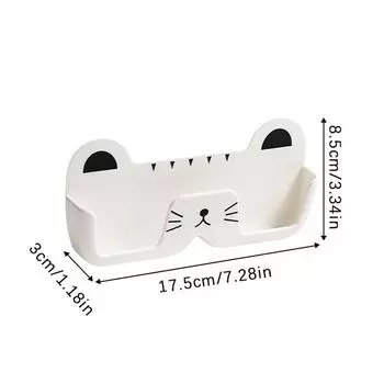Настенная полка для хранения очков с милым котом - украшение без перфорации, солнцезащитные очки и держатель, органайзер для солнцезащитных очков, гардероб белый