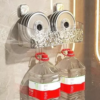 Настенная полка для хранения с крючками Современные сливные отверстия без дрели Сильная несущая нагрузка Ванная комната Кухонные принадлежности Держатель для мелочей Органайзер для полки S