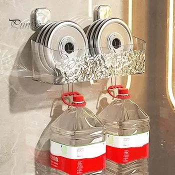 Настенная полка для хранения с крючками Современные сливные отверстия без дрели Сильная несущая нагрузка Ванная комната Кухонные принадлежности Держатель для мелочей Органайзер для полки S