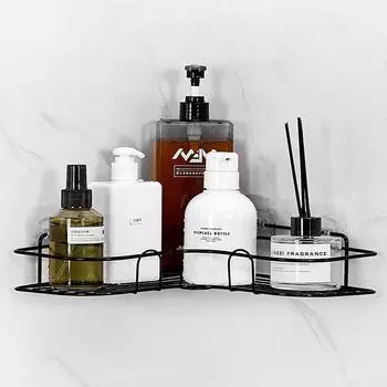 Настенная полка для хранения утюга Полка для ванной комнаты Полки без сверла Держатель для шампуня Угловая корзина для душа Аксессуары для ванной комнаты чёрный