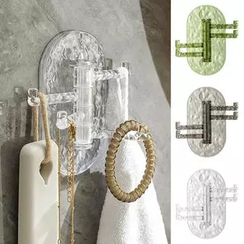 Настенная полка для хранения, вращающаяся на 180 градусов, прочная несущая самоклеящаяся вешалка для полотенец, крючок для органайзера для ванной комнаты, крючок серый