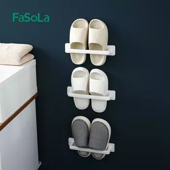 Настенная полка для обуви FaSola, пластиковый держатель для обуви, органайзер для хранения, дверная вешалка для обуви, полка с липкими полосками для подвешивания