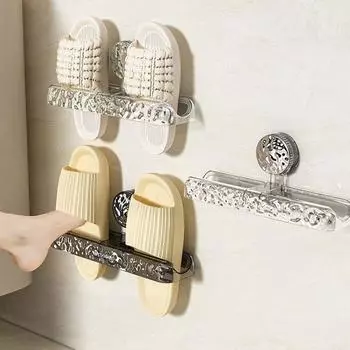 Настенная полка для обуви Пластиковый крючок для тапочек Простая присоска Вешалка для тапочек Ванная комната прозрачный