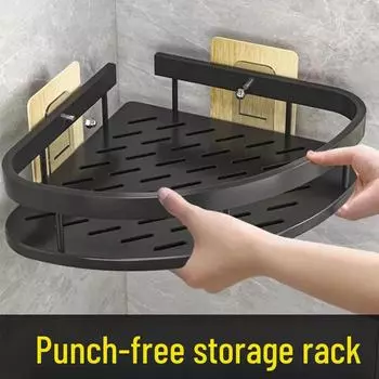 Настенная полка для туалета из АБС-пластика для ванной комнаты — органайзер без перфорации, экономящий место pair of suction cups