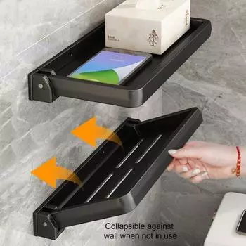 Настенная полка для ванной комнаты, нержавеющая, прочная, несущая, быстрый слив, простая установка, настенный складной держатель для хранения 30cm чёрный