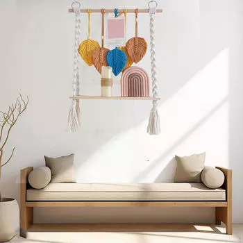 Настенная полка, тканый гобелен, держатель для растений, дисплей, стеллаж для хранения фотографий