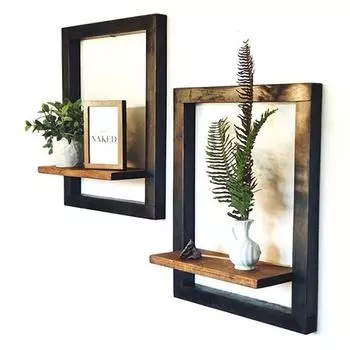 Настенная полка в рамке из натурального дерева HS, деревянная настенная живопись, визуальная резьба, художественное украшение