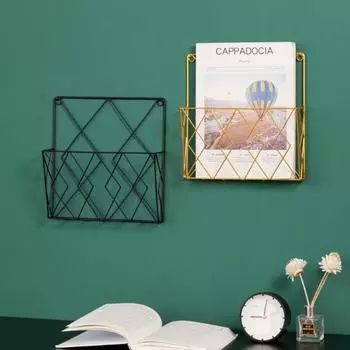 Настенная полка в современном стиле, компактная шикарная сетка, настенная полка для хранения журналов для дома чёрный