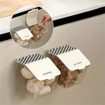 Настенная прозрачная кухонная корзина для хранения овощей и фруктов, контейнер для еды для имбиря и чеснока