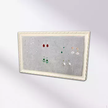 Настенная рамка для ювелирных изделий, подставка для лотка с 4-винтовым держателем для сережек, изображение для White and Grey