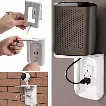 Настенная розетка Полка для дома Спальня Кухня Настенное крепление для сотового телефона Динамик Электрическая зубная щетка Ночной светильник Органайзер Стеллаж для хранения белый