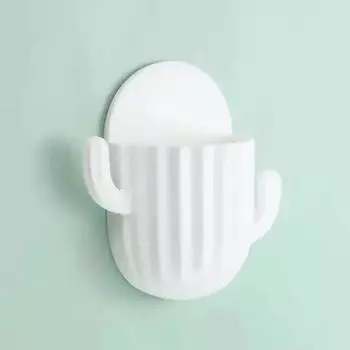 Настенная самоклеящаяся полка для хранения, держатель для зубной пасты, держатель для щеток, держатель для зубных щеток кактуса, настенный аксессуар для ванной комнаты розовый