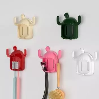 Настенная самоклеящаяся полка для хранения, держатель для зубной пасты, крючок кактуса, сливная полка для ванной комнаты, настенный органайзер для электрической зубной щетки