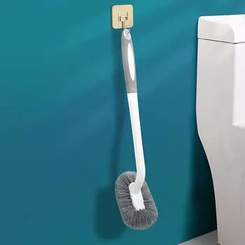 Настенная щетка для туалета S-типа с изогнутой головкой, щетка для угловых щелей, мягкие щетинки, бытовые чистящие средства, аксессуары серый
