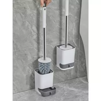 Настенная щетка для унитаза без проколов с дренажным основанием и длинной ручкой, пластиковая щетка для чистки унитаза, аксессуары для ванной комнаты белый