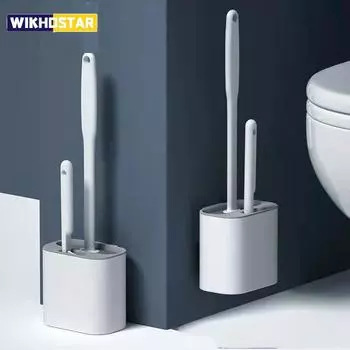 Настенная щетка для унитаза с силиконовой головкой из TPR с держателем, чистящие средства для аксессуаров для туалета, чистящие средства, аксессуары для ванной комнаты белый