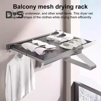 Настенная сетка для сушки белья с выдвижной полкой для хранения вещей, скрытая полка для хранения вещей в ванной комнате, сетка для сушки нижнего белья чёрный