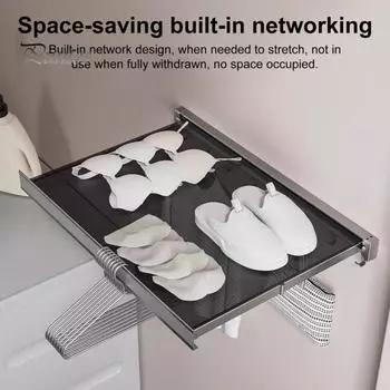 Настенная сетка для сушки белья с выдвижной полкой для хранения вещей, скрытая полка для хранения вещей в ванной комнате, сетка для сушки нижнего белья чёрный