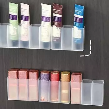 Настенная шкатулка для украшений с 3 сетками, самоклеящаяся коробка для хранения мелочей, органайзер для карандашей для бровей, помады и блеска для губ