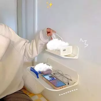 Настенная складная полка, экономящая место, складная стойка для хранения, держатель для телефона без перфорации, лоток для хранения Wi-Fi-маршрутизатора, домашний органайзер L