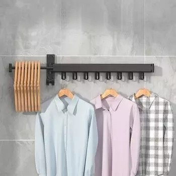 Настенная складная сушилка для одежды из алюминиевого сплава, идеально подходит для балкона, спальни, кухни, гостиной One shot чёрный