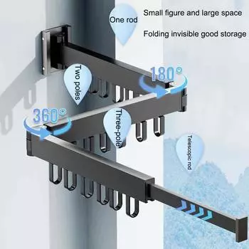 Настенная складная сушилка для одежды из алюминиевого сплава, идеально подходит для балкона, спальни, кухни, гостиной