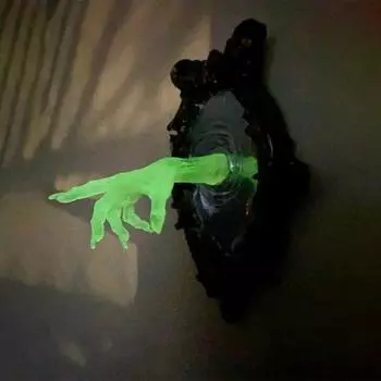 Настенная скульптура «Призрак в зеркале», настенная табличка «Призрак в зеркале», готическое спектральное настенное украшение для Хэллоуина, домашний декор Right Hand