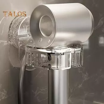 Настенная стойка для фена, держатель для выпрямителя с присоской, легкая регулировка угла поворота, простая в установке стойка для аксессуаров для фена прозрачный