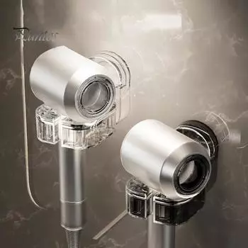 Настенная стойка для фена, держатель для выпрямителя с присоской, легкая регулировка угла поворота, простая в установке стойка для аксессуаров для фена прозрачный