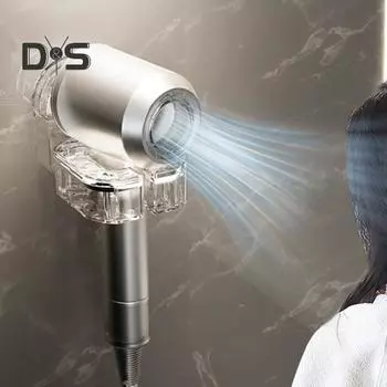 Настенная стойка для фена, держатель для выпрямителя с присоской, легкая регулировка угла поворота, простая в установке стойка для аксессуаров для фена прозрачный