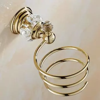 Настенная стойка для фена для волос из хромированной/матово-черной нержавеющей стали, держатель для фена для ванной комнаты, круглый дизайн