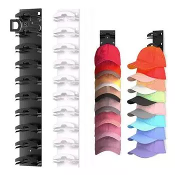 Настенная стойка для хранения бейсболок, вместительная, многослойная, с легким доступом, настенная вешалка для шляп, держатель для показа кепок 2pcs чёрный