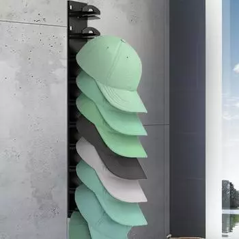 Настенная стойка для хранения бейсболок Yousheng, вместительная, многослойная, с легким доступом, настенная вешалка для шляп, держатель для показа кепок 2pcs чёрный