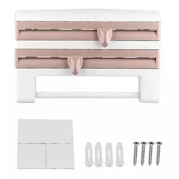 Настенная стойка для хранения бутылок с соусом, держатель для бумажных полотенец, дозатор консервирующей пленки розовый